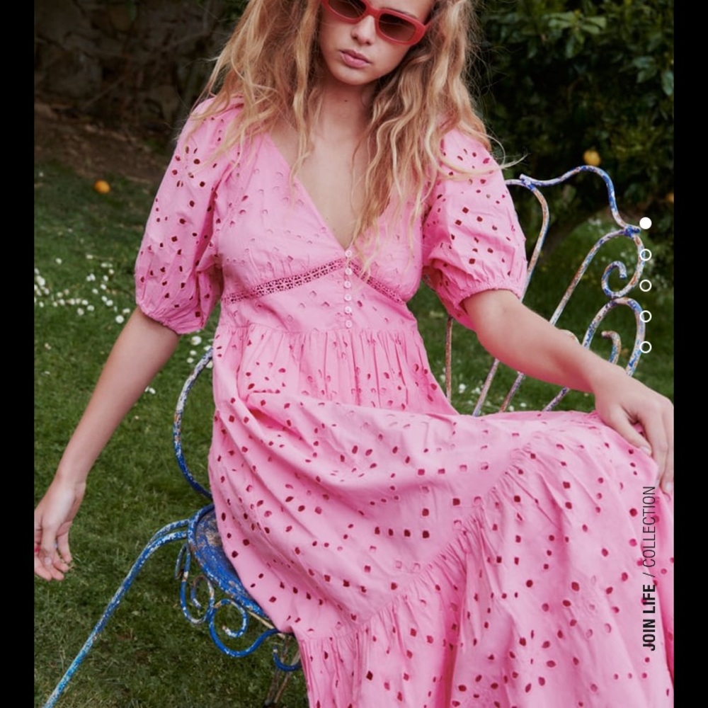 Zara Pink Eyelet Maxi Dress